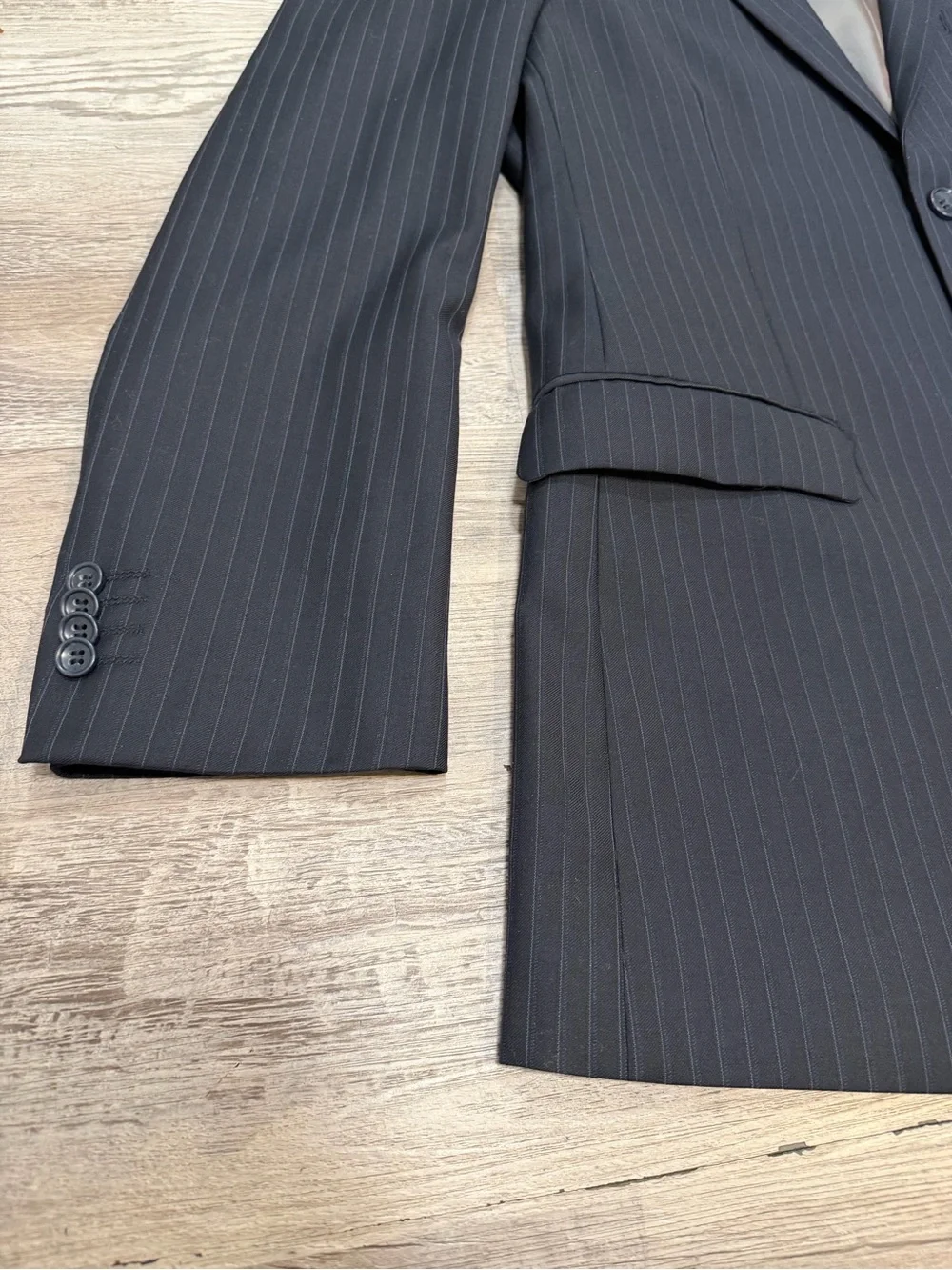 Prontomoda 100% Marino Wool Men’s Navy Pinstriped Sport Suit Jacket